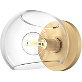 Alora Mood Classic 1-Light Wall/Vanity Sconce, 6 inch Brushed Gold/Clear, Steel & Glass | Ideal for Bathrooms, Entryways & Ha