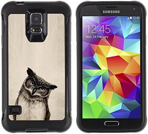 SHIMIN CAO@ Owl Drawing Art Pencil Black White Bird Night Rugged Hybrid Armor Slim Protection Case Cover Shell For S5 Case , G9006 Cover Case ,Leather for S5 ,S5 Cover Leather Case ,G9006 Leather Case