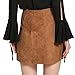 DUBACH Women's High Waist Faux Suede Solid A-Line Skirt