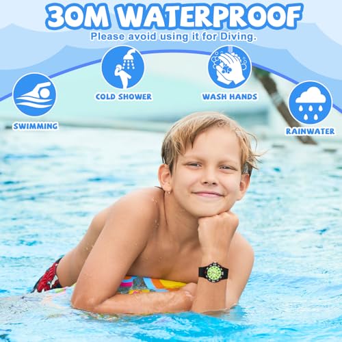 Kids Analog Watch with Light for Boys Girls Waterproof Time Teaching Watch with Soft Band Learning Time Wrist Watch Easy to Read for Children Great Gifts