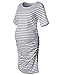 Maternity Bodycon Dress Short Sleeve Ruched Sides Knee Length Shirred Dress