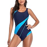 Miccina Women’s Athletic One Piece Swimsuit Racerback Competitive Modest Bathing Suit