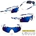RIVBOS 801 Polarized Sports Sunglasses with 5 Interchangeable Lenses (White&Blue)