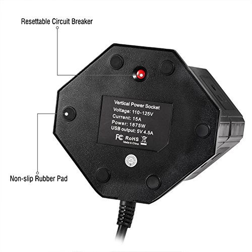 image for PRITEK Power Strip, RITEK 8 Outlets Tower Power Strip with 4 USB Ports