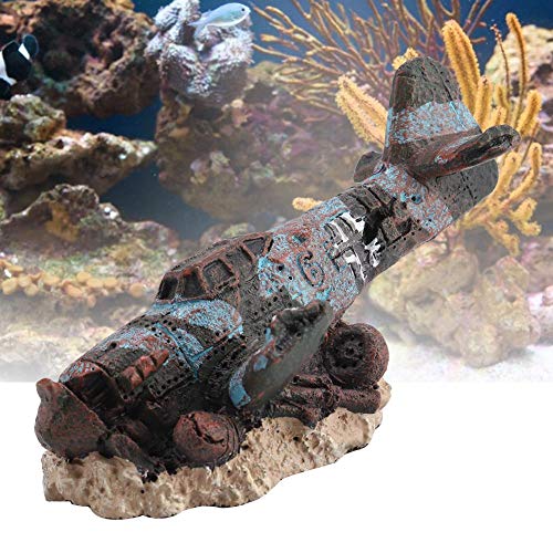 Pssopp Aquarium Plane Decorations Simulation Aircraft Wreck Decoration