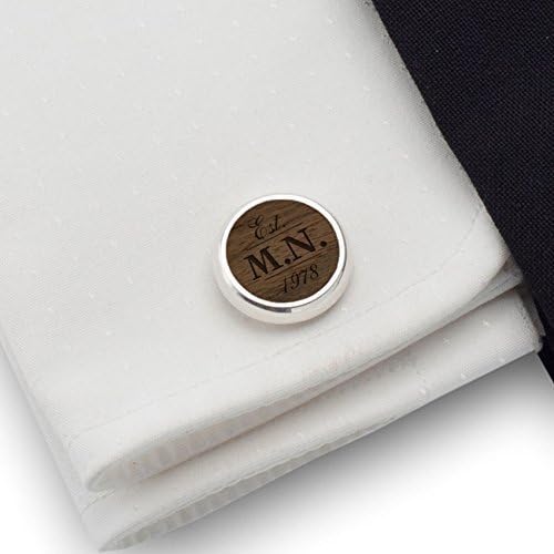 Personalized birthday gifts for men,Birthday initals cufflinks with Walnut Wood, Birthday gifts for Husband,birthday gifts for Dad | 925 Silver, Walnut | Size 0.66x0.66 inches | Gift letter | Handmade