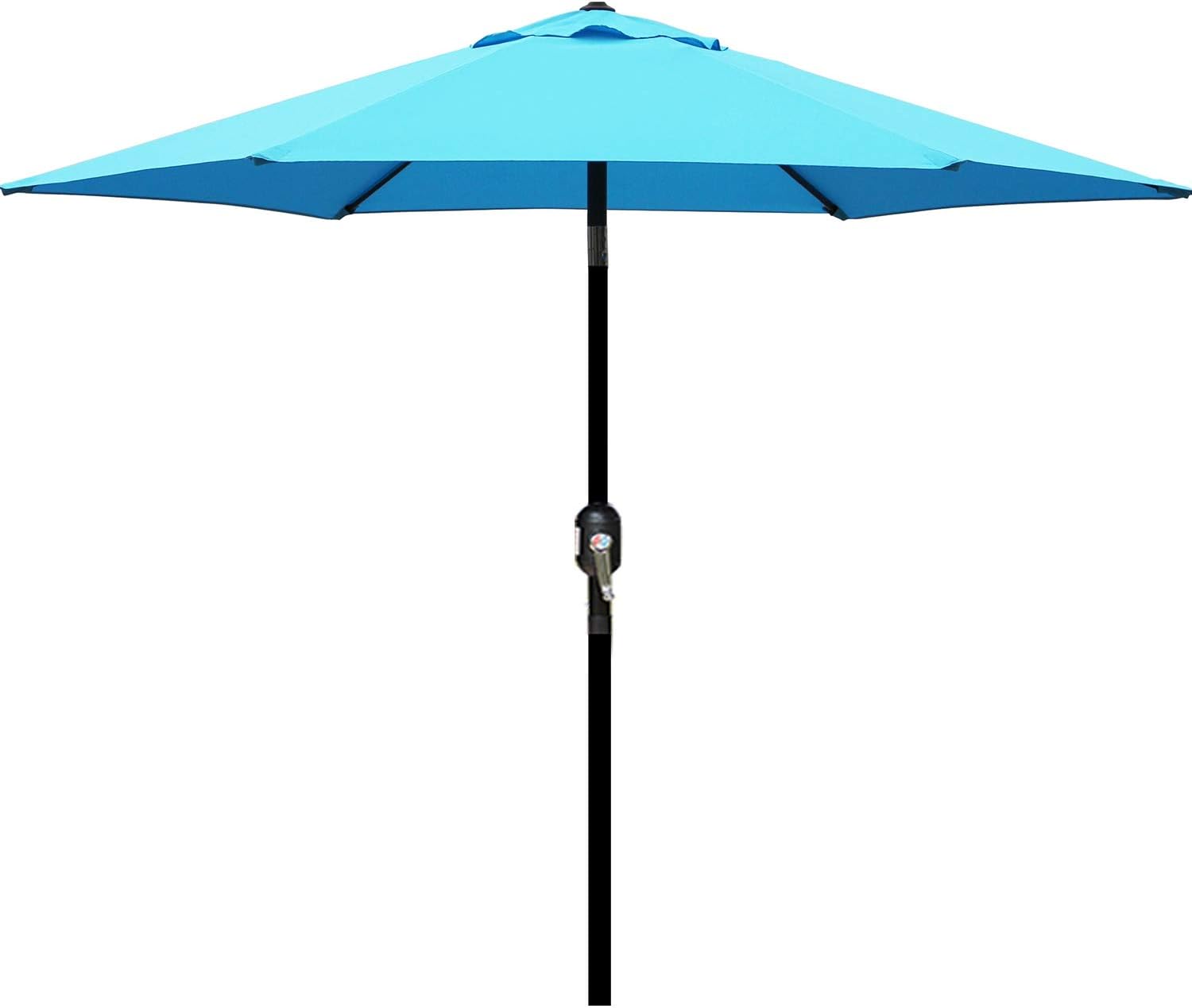 Blissun 7 5 Ft Patio Umbrella With Fringe Yard Umbrella Push Button Tilt Crank Light Blue Amazon Co Uk Garden Outdoors
