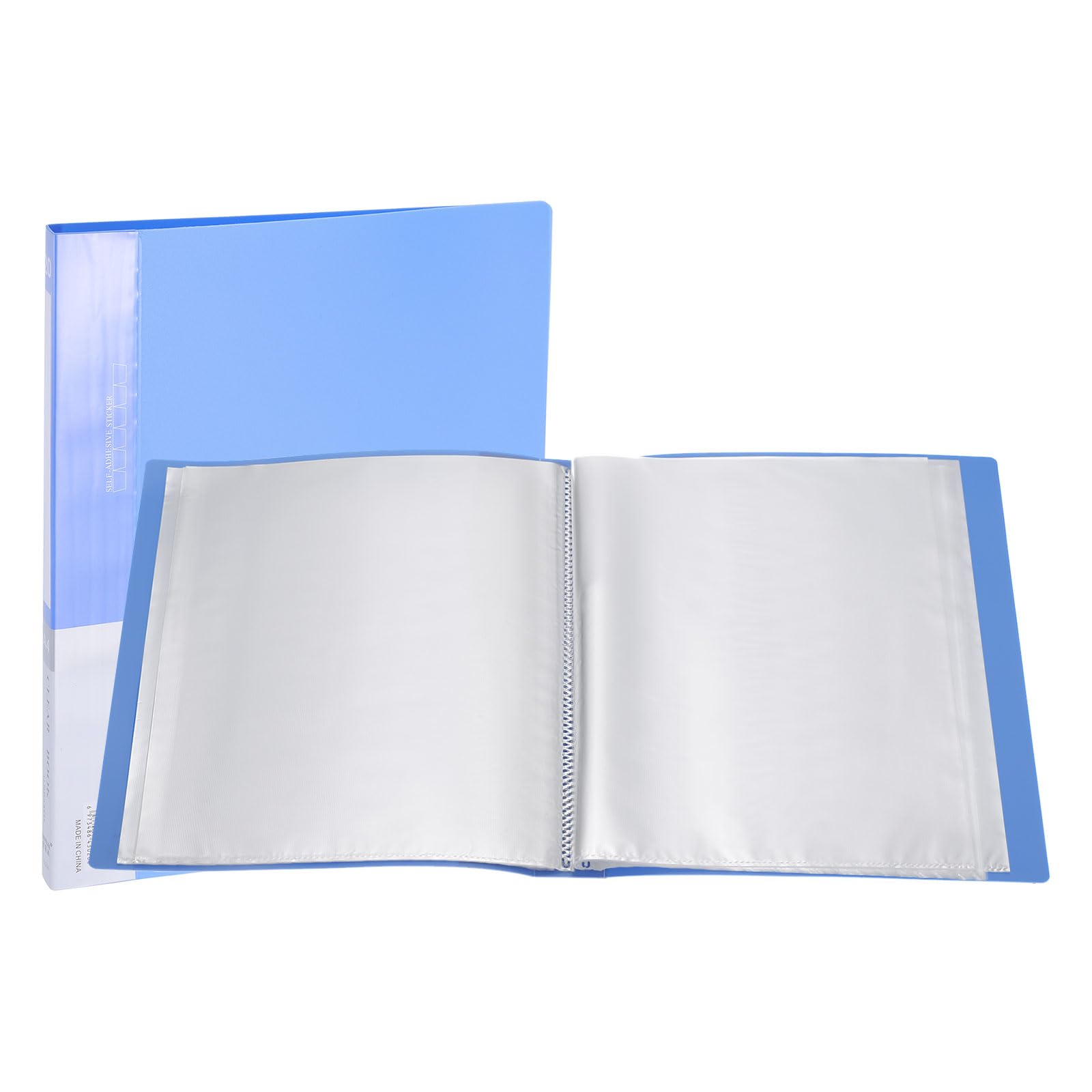 PATIKIL 8.5x11 Binders with Plastic Sleeve, 20 Pages A4 Presentation Book Portfolio Binder Folder with Clear Plastic Sheet Protector Sleeves for Artwork Document, Light Blue