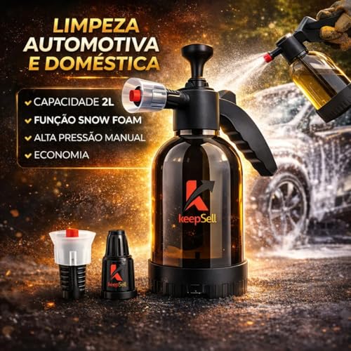 K-SELL IMPORTS Pulverizador Manual 2 Litros Borrifador Snow Foam De Espuma Bomba De Alta Pressão, Válvula De Alívio, 2 Bicos Ajustável