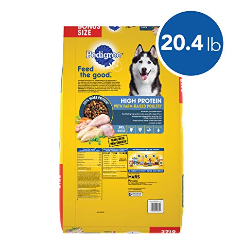 PEDIGREE High Protein Adult Dry Dog Food Chicken and Turkey Flavor Dog Kibble, 20.4 lb. Bag