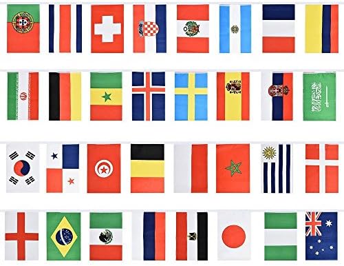 Miss 2 flag String Flag Banners International Flag Bunting Bar Party Decorations (32 Countries Flags) 8''x 12'', 36ft Length