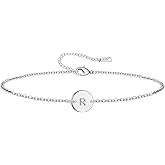 Personalized Initial Bracelet for Women Stainless Steel Letters Bracelet Delicate Coin Dainty Disc Alphabet Charm Bracelet Monogram Name Bracelet