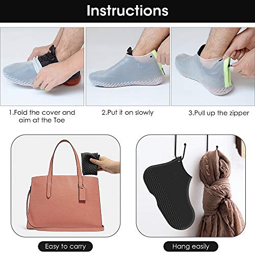 Hydream Silicone Shoe Cover Waterproof, Reusable Boot Shoes Covers with Zipper,Non Slip Rain Snow Bowling Travel Indoor Outdoor Overshoe Rubber Protectors for Men Women Kids