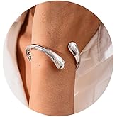 Amoina 14K Gold Plated Bangle Bracelet, Chunky Adjustable Twist Cuff, Gold, Yellow Gold, Women, Trendy Fashion, Adult, Medium, 20 grams, Gold Plated Silver, 2 inches