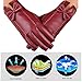 D.King Winter Leather Gloves for Women, Touchscreen Texting Warm Driving Gloves Wine Red