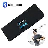 Touchshop Bluetooth Music Headband Outdoor Wireless Sweatband with Wireless Headphones Speakers & Microphone Hands Free for Gym Exercise Running Yoga Camping Skating (Black)