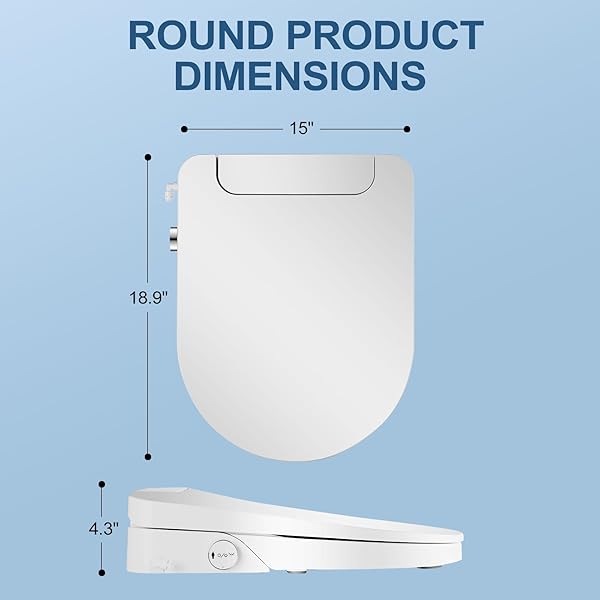 IYTATA ELECTRIC BIDET TOILET SEAT, ROUND, WARM WATER WITH AIR DRYER, HEATED SEAT AND SLOW CLOSE LID, FRONT AND REAR WASH, LED NIGHTLIGHT, WIRELESS REMOTE, WHITE, 101D