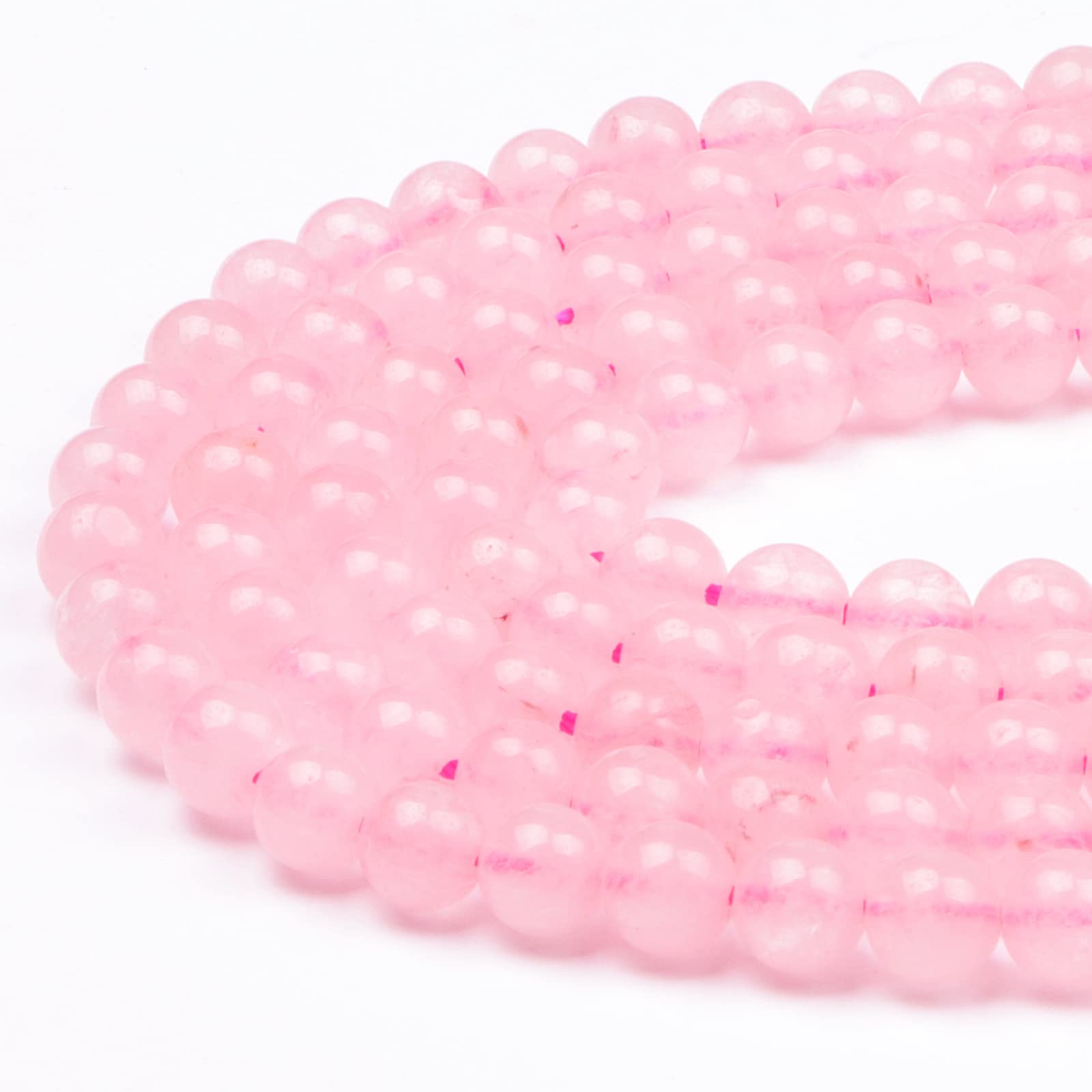 6mm Round Natural Rose Quartz Beads, 60-65pcs Loose Smooth Pink Gemstone Beads, Healing Crystal for Bracelet Necklace Jewellery Making & DIY Crafts, 1 Strand 15.5"