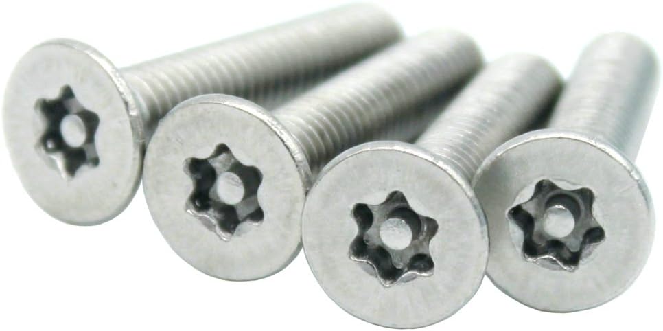 M4 Pin-in-Torx Flat Head Security Screws,Stainless Steel,Full Thread,50 Piece (M4 x 6 mm)