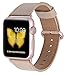 JSGJMY Compatible for Iwatch Band 38mm 40mm S/M Women Genuine Leather Loop Replacement Strap Compatible for iWatch Series 4 (40mm) Series 3 2 1 (38mm),Khaki with Rose Gold Clasp