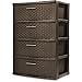 NEW! Sterilite 4-Drawer Wide Weave Tower Plastic Storage Kitchen or Bedroom Organizer in Espresso with Microfiber Cleaning Cloth