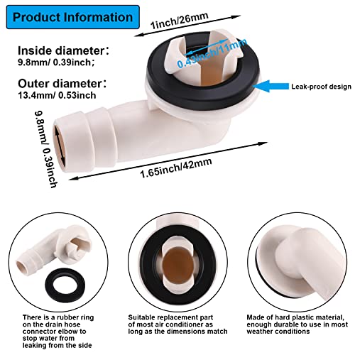 BBTO 3/5 Inch AC Drain Hose Connector Elbow Fitting with Rubber Ring for MiniSplit Units and