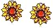 Amazon Collection Rhodium Plated Sterling Silver Multicolor Amber Flower Stud Earrings