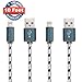 SNX(TM) Certified 10 Feet / 3 Meters Nylon Braided Lightning to Charging Cord for iPhone iPad iPod (2 Pack)