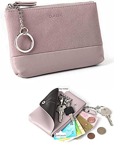 IFUNLE Womens RFID Blocking Slim Key Holder Wallet Card Holder Coin Cash Key Organizer Zipper Buckle Key Case Wallet with 4 Hooks and Key Chain/Ring