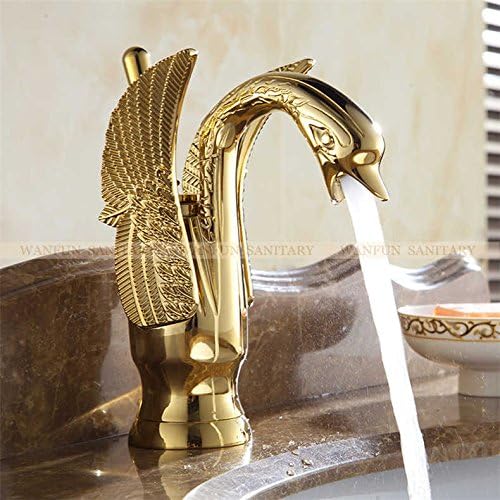 Tyrants FaucetKitchen faucet Bathroom faucet New Design Luxury Copper hot and cold taps Swan faucet Gold plated gold wash basin faucet Mixer Taps HJ-35K,Brass,Golden