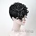 RUISENNA Short Curly Wavy Wigs for Black Women With Side Fashion Bangs Synthetic Hair Black Full Wigs Heat Resistant Fiber Wig