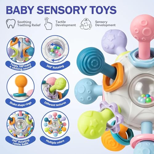 Montessori Baby Toy for 1+ Year Old Sorting Stacking Learning Toys 6-12 Months Wooden Building Blocks, Xylophone Musical, Infant Teethers Toys, 6 in 1 Toy Birthday Gifts for Toddlers 1 2 3 (multi)