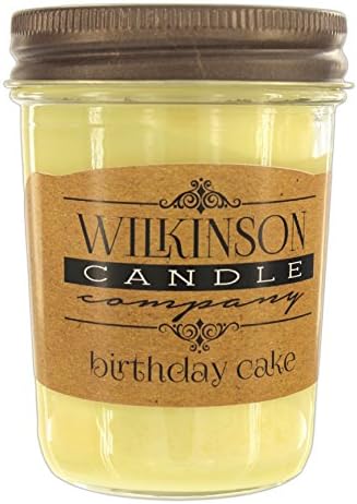 Wilkinson Candle Co. Small 8 Ounce Jam Jar Soy-Lotion Candle (Birthday Cake)