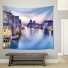 Dusk in Venice, Italy - Fabric Wall Tapestry Home Decor - 51x60 inches