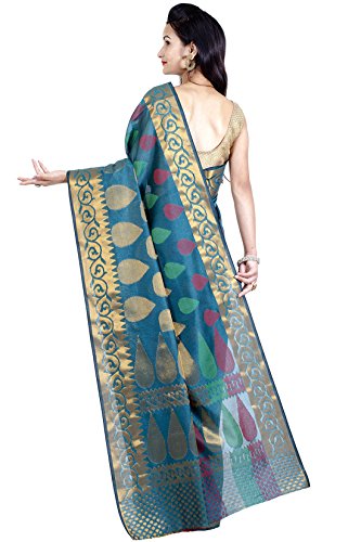 Chandrakala Women's Cotton Banarasi Saree with Blousepiece - Image 3