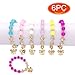 Elesa Miracle 6pc Little Girl Teens Kids Butterfly Pendant Beaded Bracelet Value Set Kids Girl Party Favor Pretend Play Bracelet