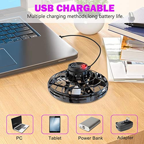Flying Toy, FlyNova Flying Drones Toys Hand Operated Drones for Kids or Adults Stress Relief Interactive Cool Toys Rechargeable Scintillating RGB Light Mini UFO Drones for Indoor Outdoor Games