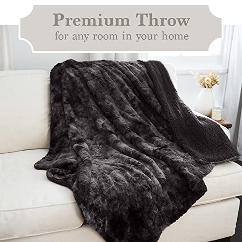 The Connecticut Home Company Throw Blanket, Soft Plush Reversible Faux