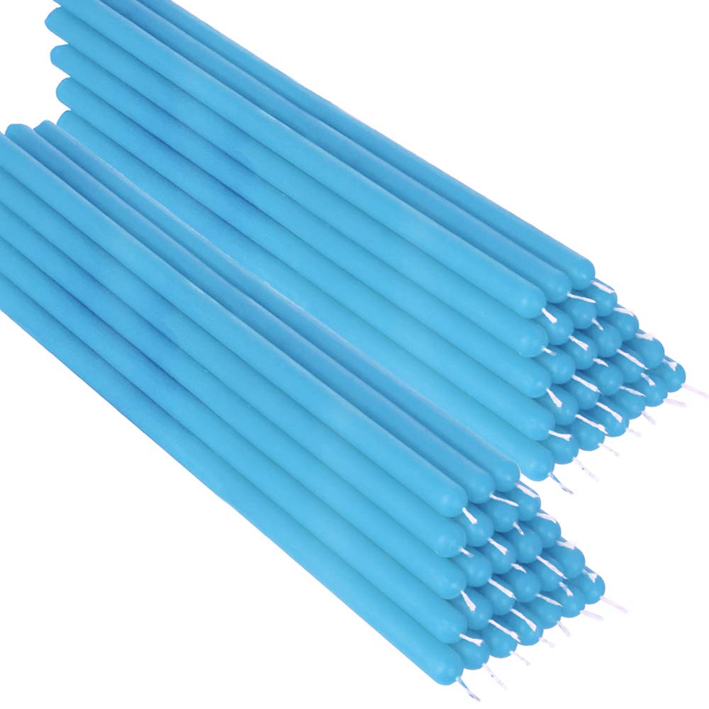 NKlaus 50x Light Blue Paraffin Wax 26cm sootfree Handmade Table Candles Ritual Candle drip Candles 36340