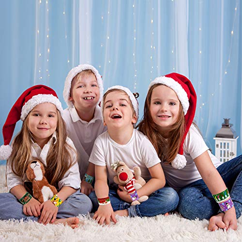 image for OKROSTOY 48 Pcs Christmas Slap Bracelets Bulk Slap Wrist Bands with Sa