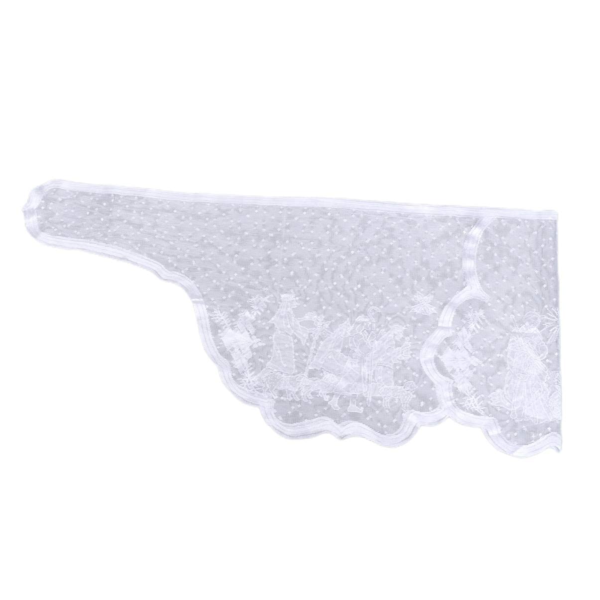 WINOMO Christmas Fireplace Mantle Scarf White Lace Jesus Garland Christmas Table Runner Table Cloth for Christmas Party New Years Festival Events Table Fireplace Decorations 20x90Inch