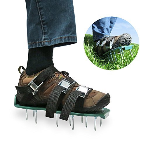 CFTech Lawn Aerator Shoes Heavy Duty Spiked Sandals 3 Straps and Metal Buckles for Aerating Your Lawn or Yard
