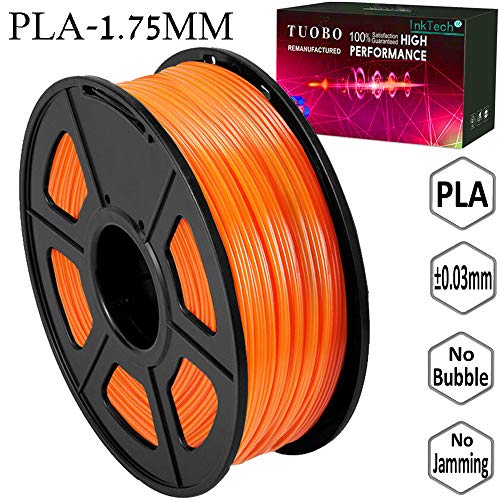 Tuobo PLA Filament 1.75mm with 3D Build Surface 200mm × 200mm 3D Printer Consumables, 1kg Spool (2.2lbs), Dimensional Accuracy +/- 0.05 mm, Fit Most DIY Printer and 3D Pen (Orange)