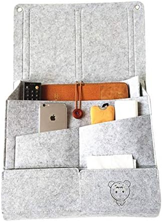 Beside Caddy/Bedside Storage Organizer ,16''x15'' High Capacity with 6 Pockets, Anti-deformation Felt -holds Book, Laptop, Tablet, Remotes,Tissues , for Headboards, Bed Rails, and Bunk Beds.