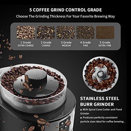 10Cup Drip Coffee Maker, Grind and Brew Automatic Coffee Machine with