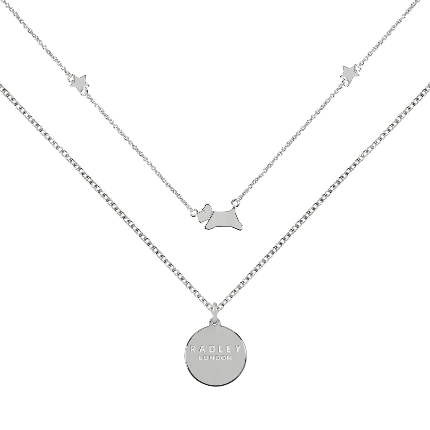RADLEY Ladies Silver Plated Leaping Dog and Stars Double Chain Necklace RYJ2209S One Size