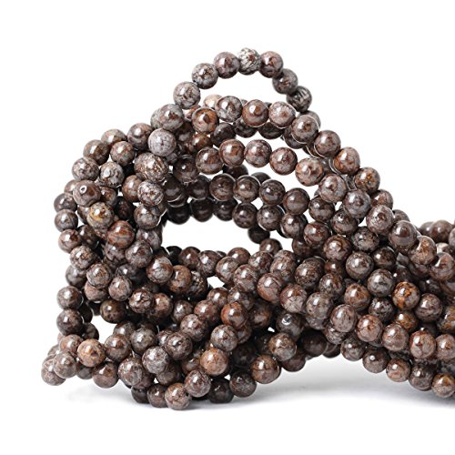 Qiwan 60PCS 6mm Brown Snowflake Jasper Gemstone Smooth Round Stone Loose Beads for Jewelry Making 1 Strand 15" - Thumbnail 5
