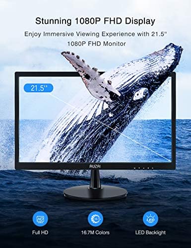 Computer Monitor- AUZAI 21.5 inch 1080p Full HD LED Computer Monitor for Business 75Hz 5ms with VESA Mounting Eye Care Anti Glare Panel Tilt VGA HDMI Port for Laptop PC, Black 2 Computer Monitor- AUZAI 21.5 inch 1080p Full HD LED Computer Monitor for Business 75Hz 5ms with VESA Mounting Eye Care Anti Glare Panel Tilt VGA HDMI Port for Laptop PC, Black