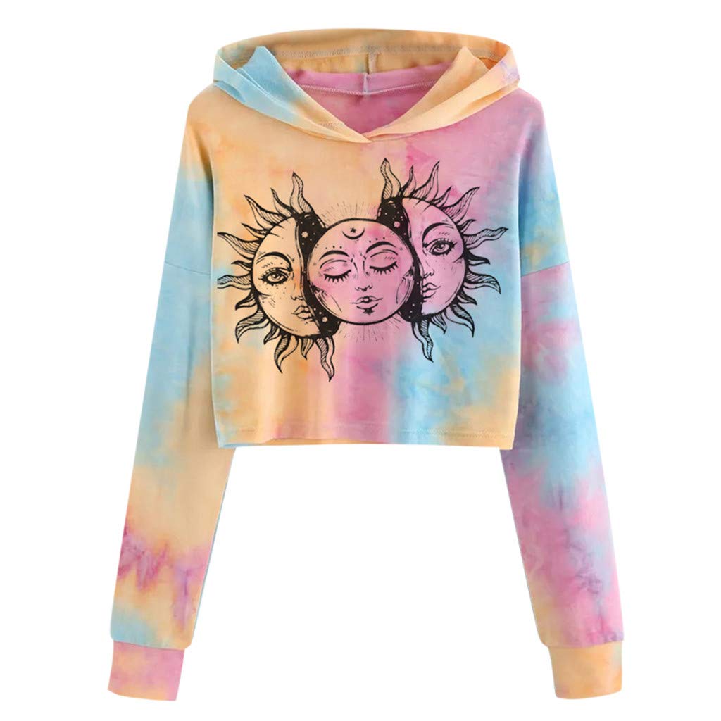 color block smile face printed round neck long sleeve hoodie