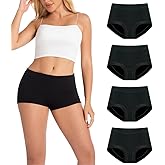 AMZCHPC Women's Boy Shorts Panties Ladies Cotton Underwear High Waisted Underpants (4Pack)